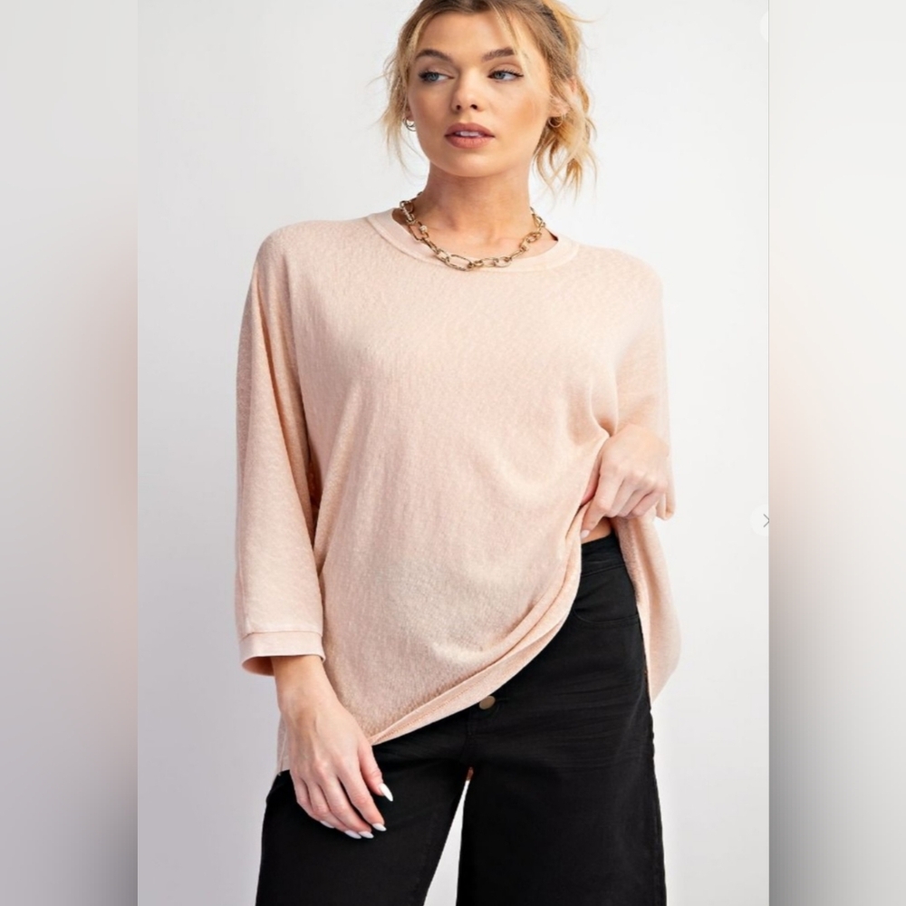 Easel Mineral Washed Top In Blush. S, M, L